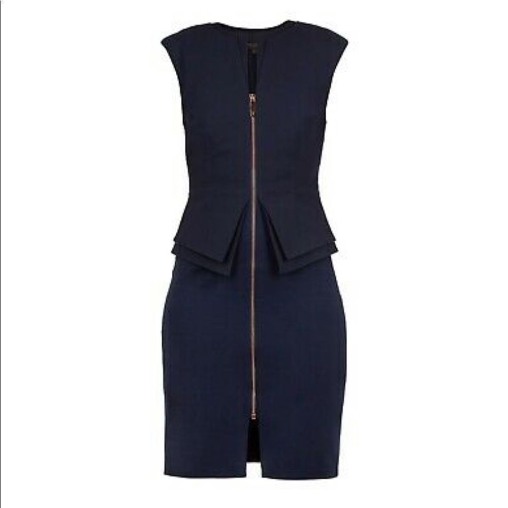 TED BAKER Structured Zip Peplum Dress - Picture 3 of 9